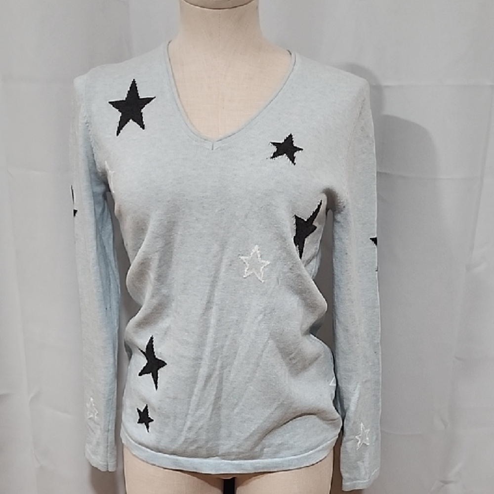 MARBLE Light Gray Star Long Sleeve Tee